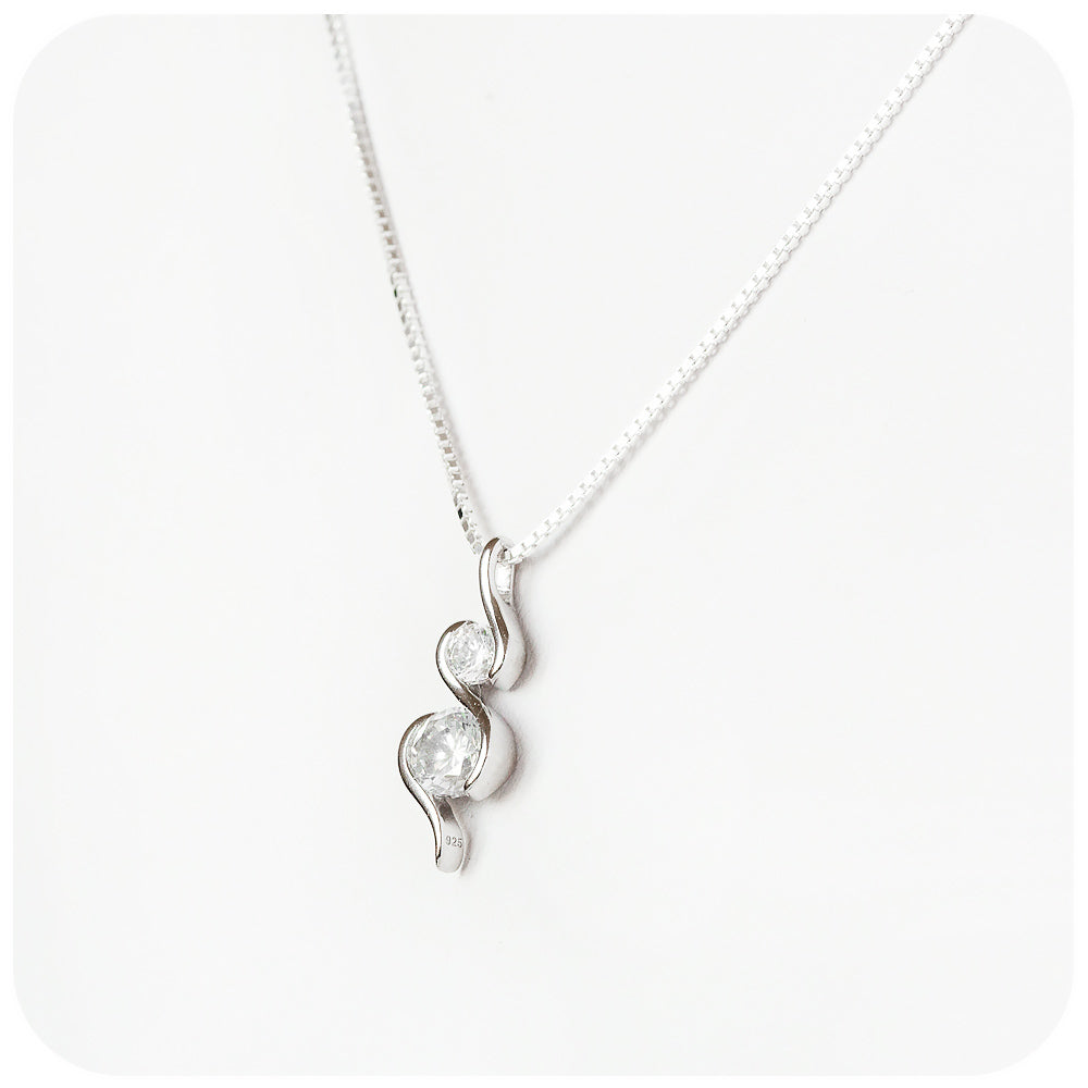 Cubic Zirconia Drop Pendant in Sterling Silver
