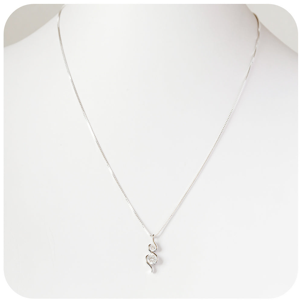 Cubic Zirconia Drop Pendant in Sterling Silver