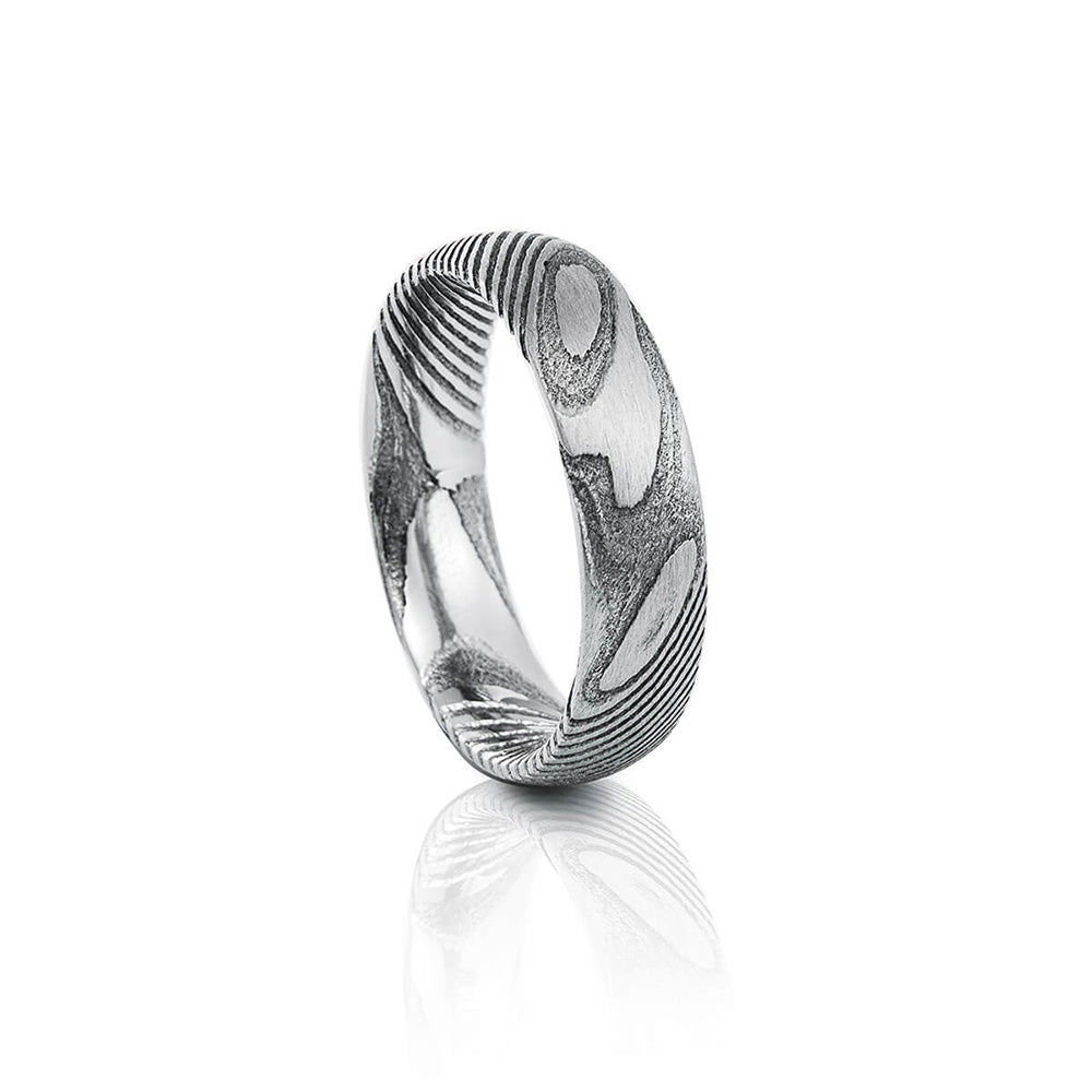 Silver Damascus Men's Wedding Ring - 6mm
