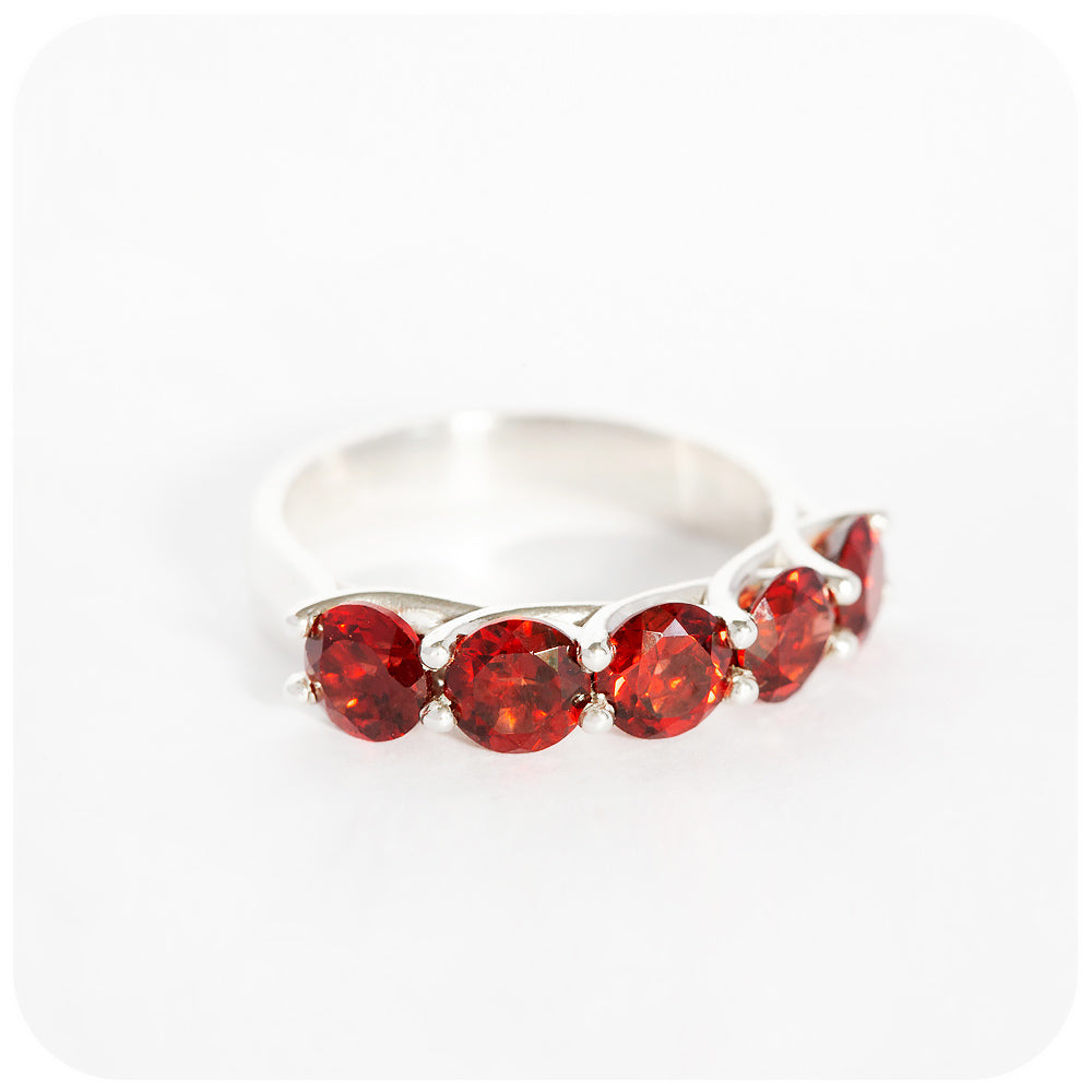 The Amanda, a Garnet Trellis Ring in Sterling Silver