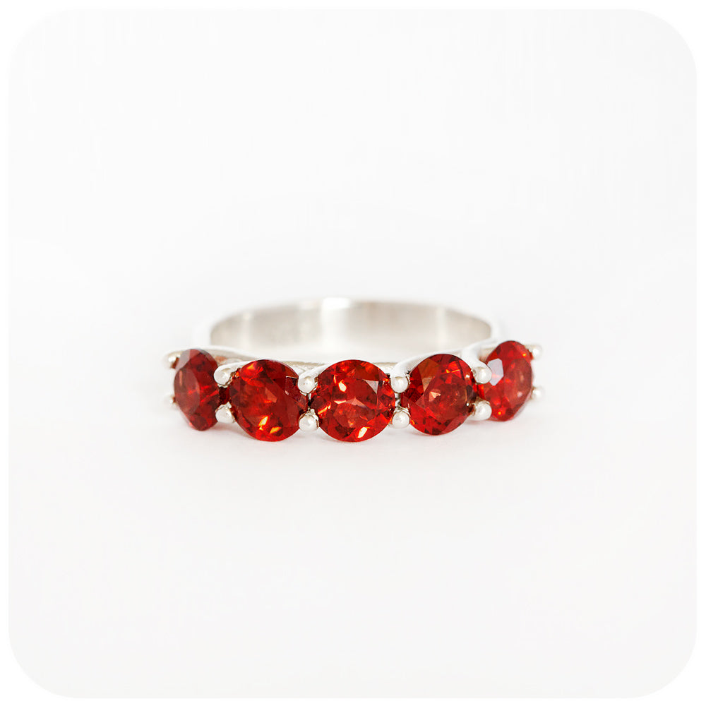 The Amanda, a Garnet Trellis Ring in Sterling Silver