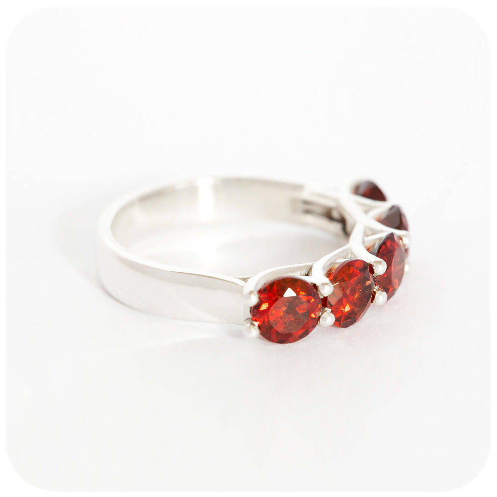 The Amanda, a Garnet Trellis Ring in Sterling Silver