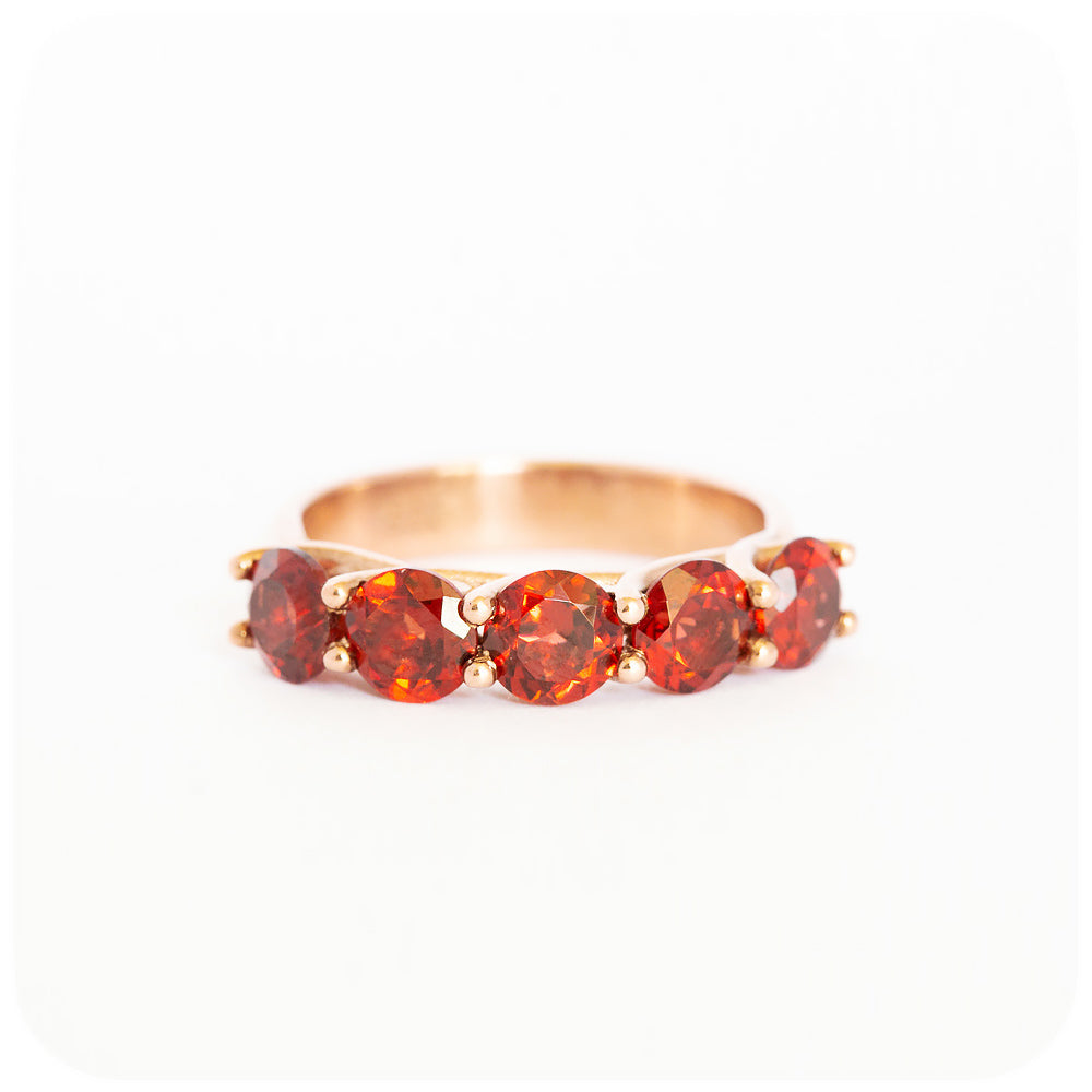 The Amanda, a Garnet Trellis Ring in Gold