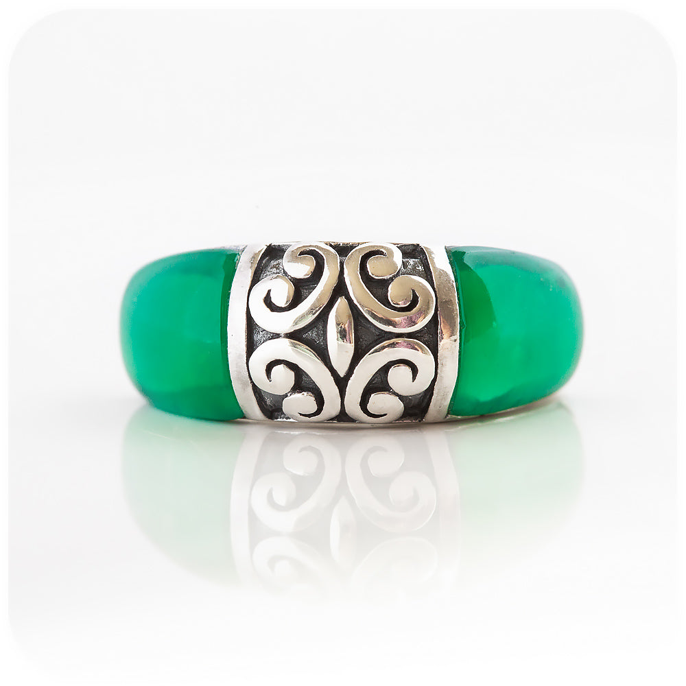 Green Onyx Chunky Ring in Sterling Silver