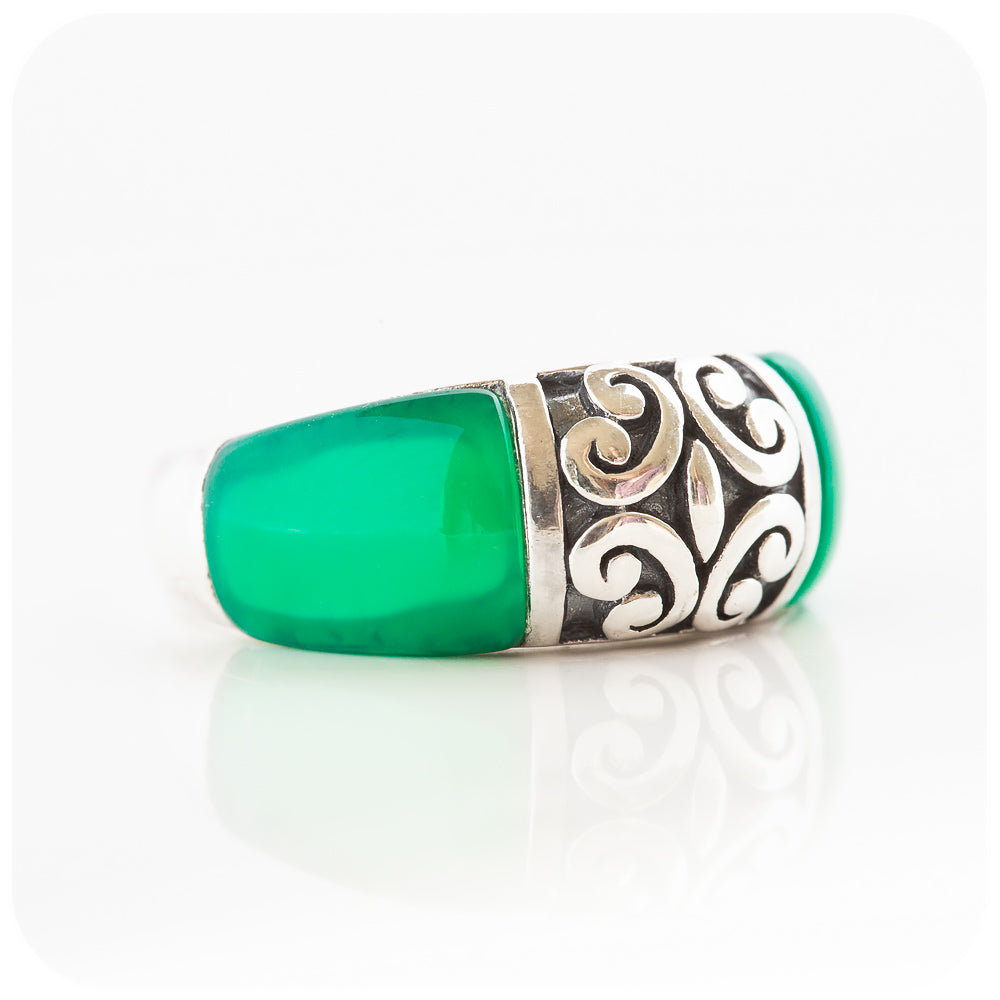 Green Onyx Chunky Ring in Sterling Silver