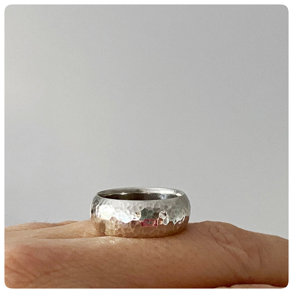 Broad, Hammered Sterling Silver Ring