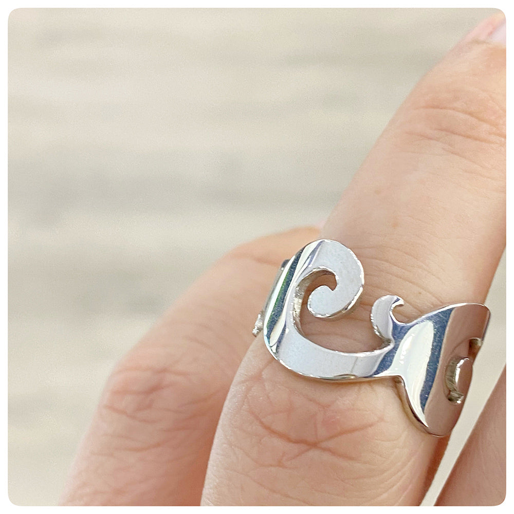 Broad Band, Wave Eternity Ring Hand Made in Sterling Silver