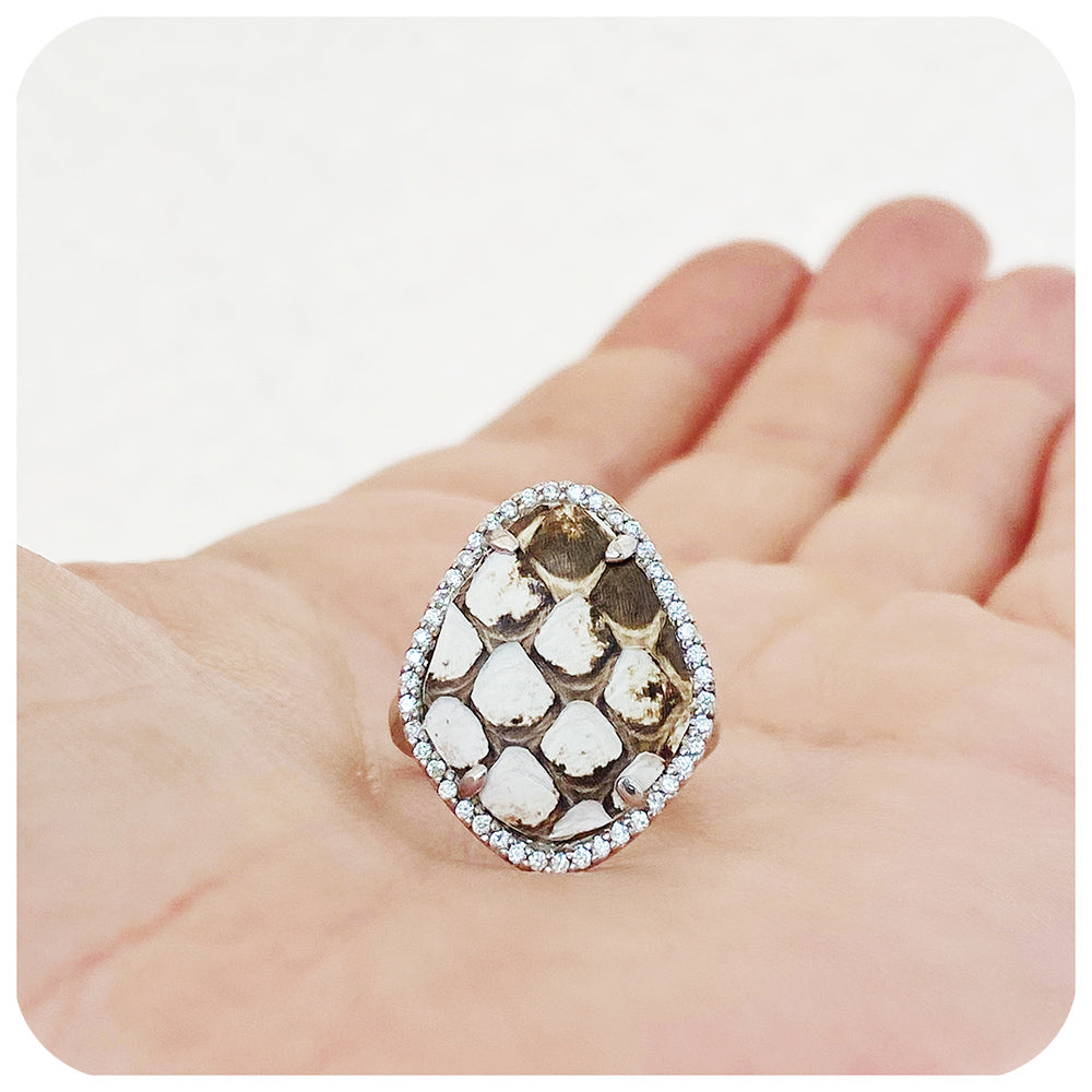 Leather and Cubic Zirconia Ring