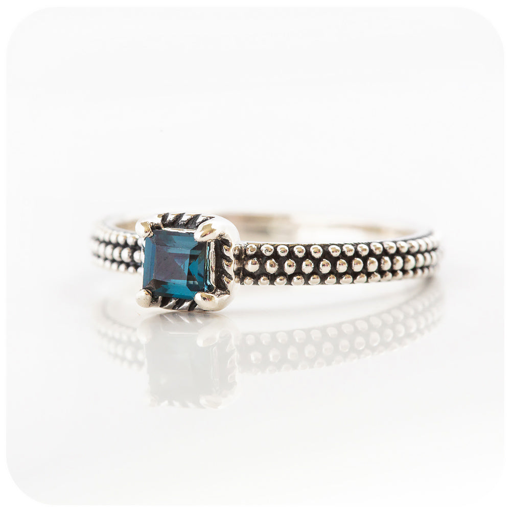 The Bubble, London Blue Topaz Stack Ring in Sterling Silver