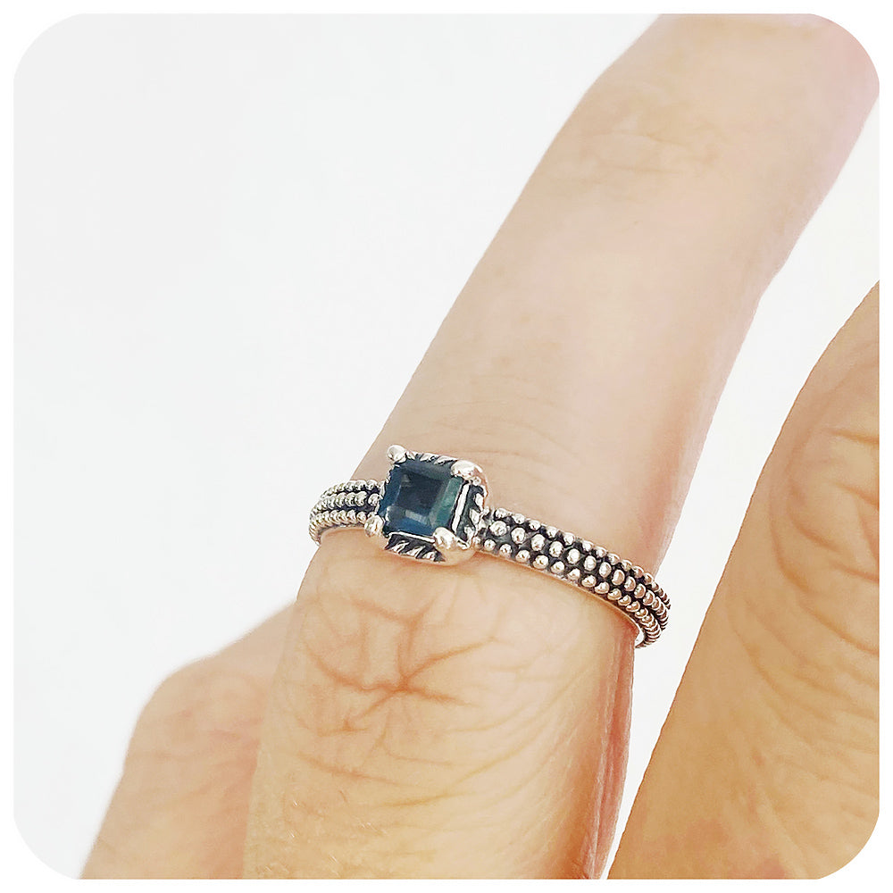The Bubble, London Blue Topaz Stack Ring in Sterling Silver