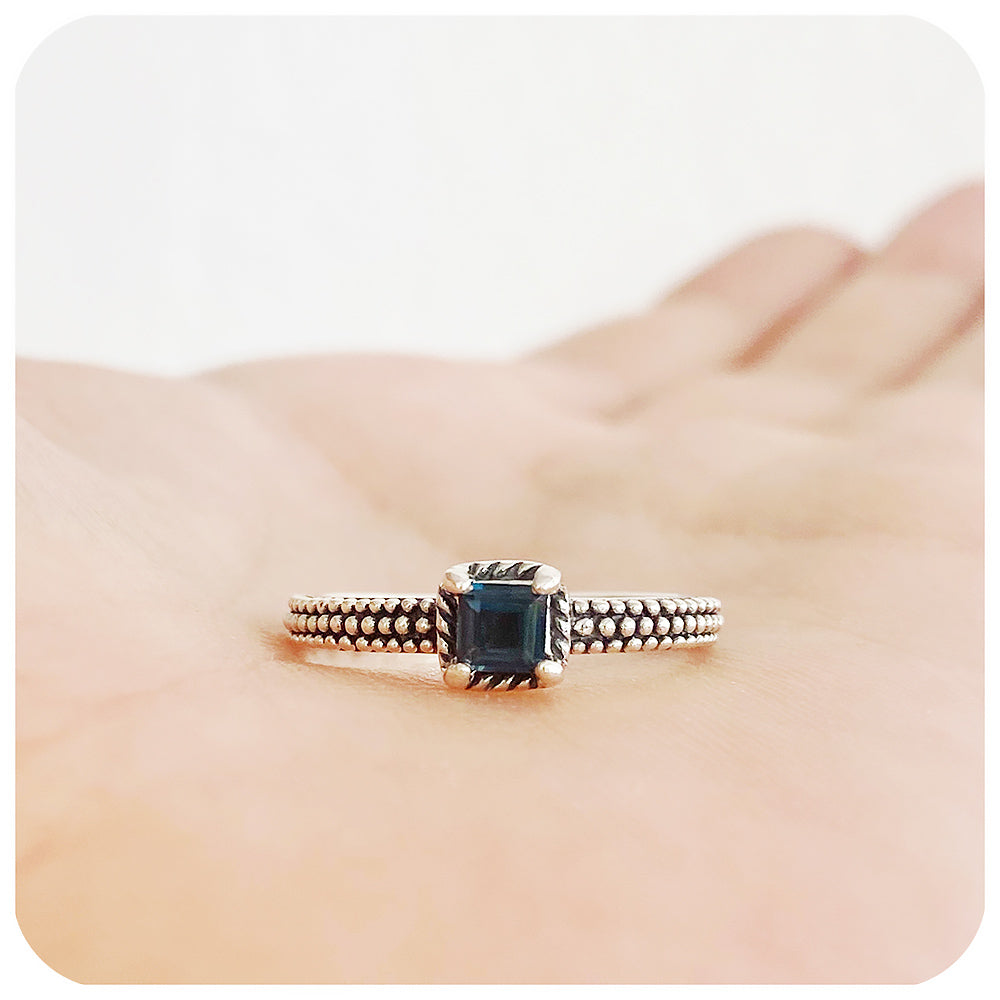 The Bubble, London Blue Topaz Stack Ring in Sterling Silver