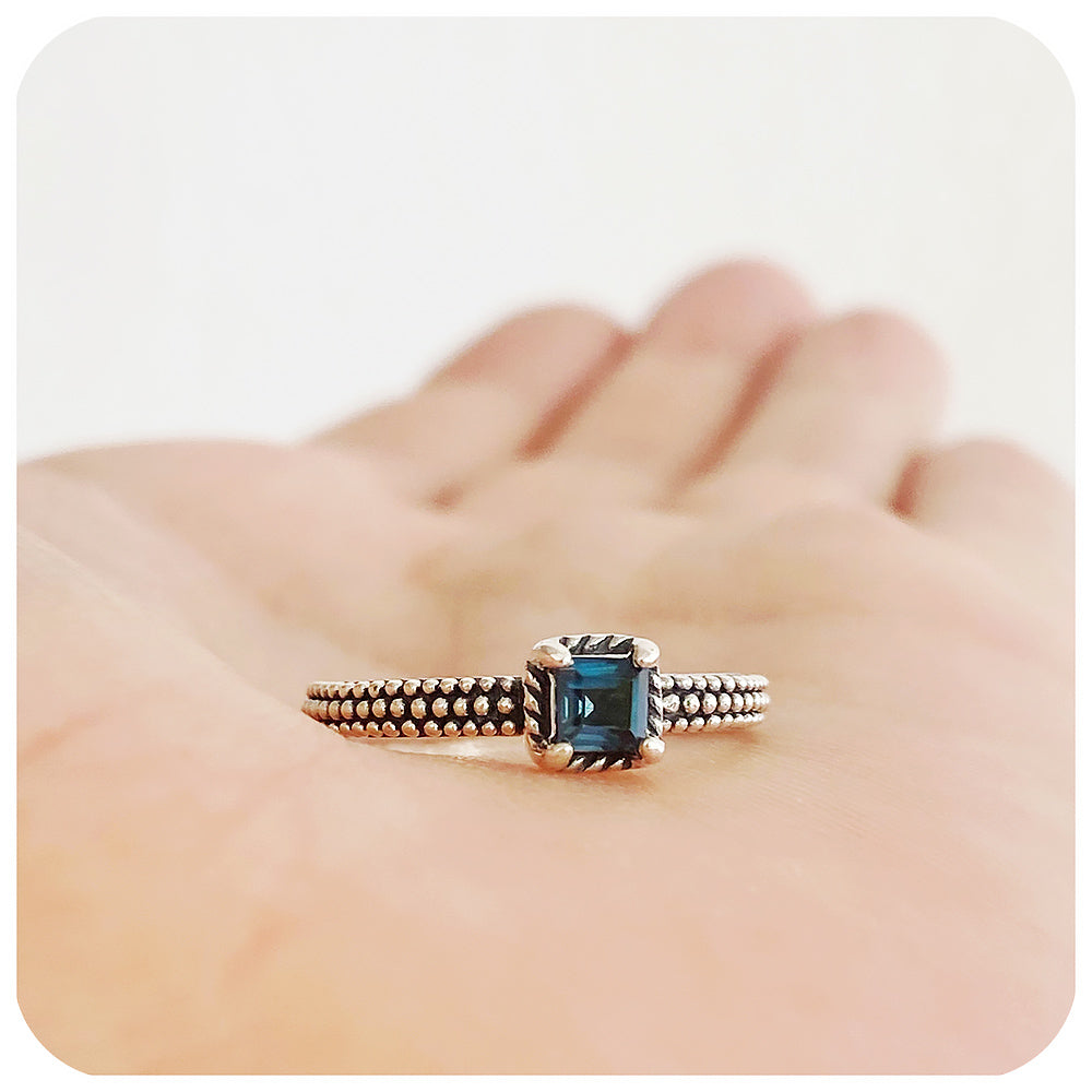 The Bubble, London Blue Topaz Stack Ring in Sterling Silver