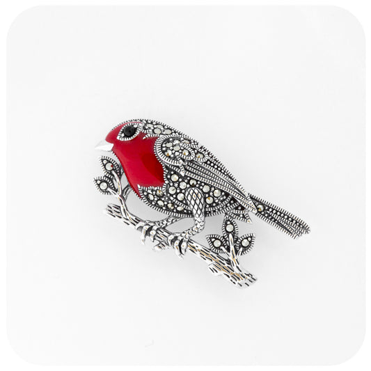 The Bird, a Marcasite and Enamel Pendant and Brooch