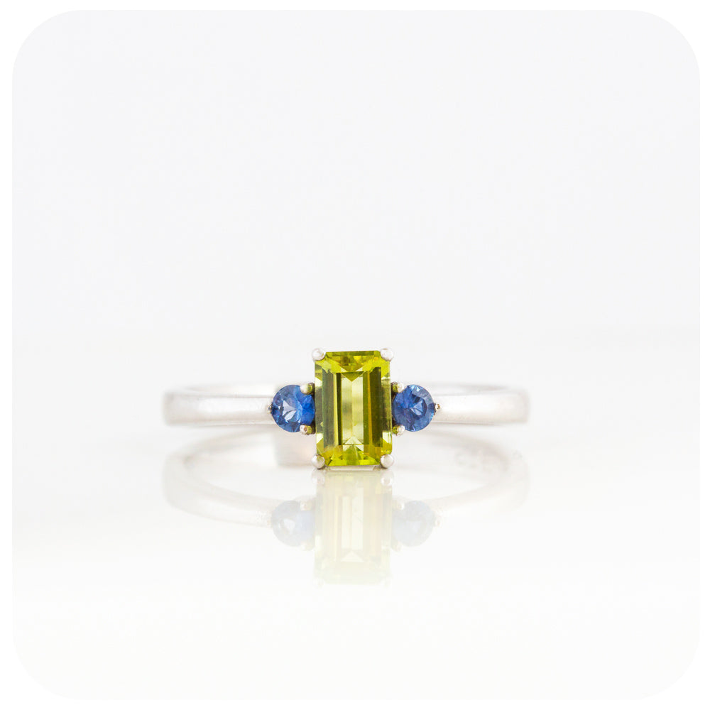 The Bea Ring with Peridot and Blue Sapphire in Sterling Silver