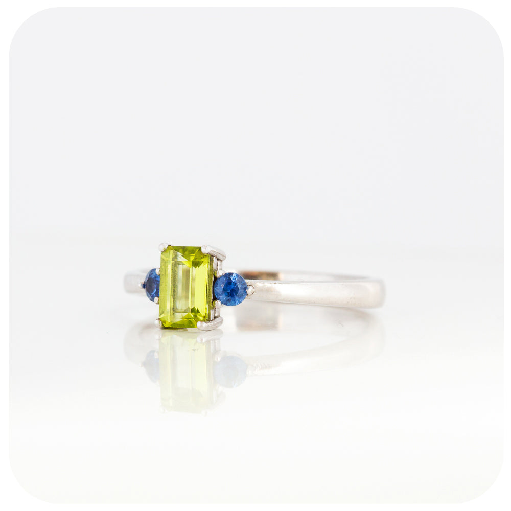 The Bea Ring with Peridot and Blue Sapphire in Sterling Silver
