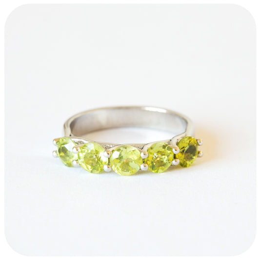The Amanda, a Peridot Trellis Ring in Sterling Silver
