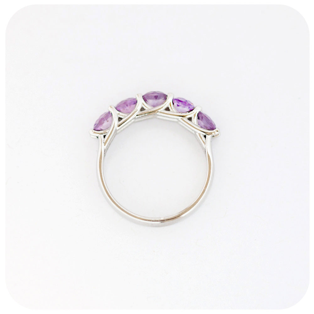The Amanda, a Pink Amethyst Trellis Ring in Sterling Silver