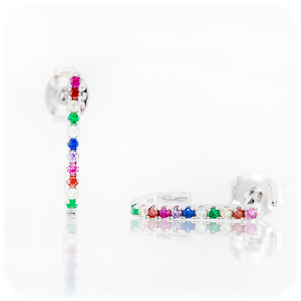Rainbow Cubic Zirconia Hoop Earrings
