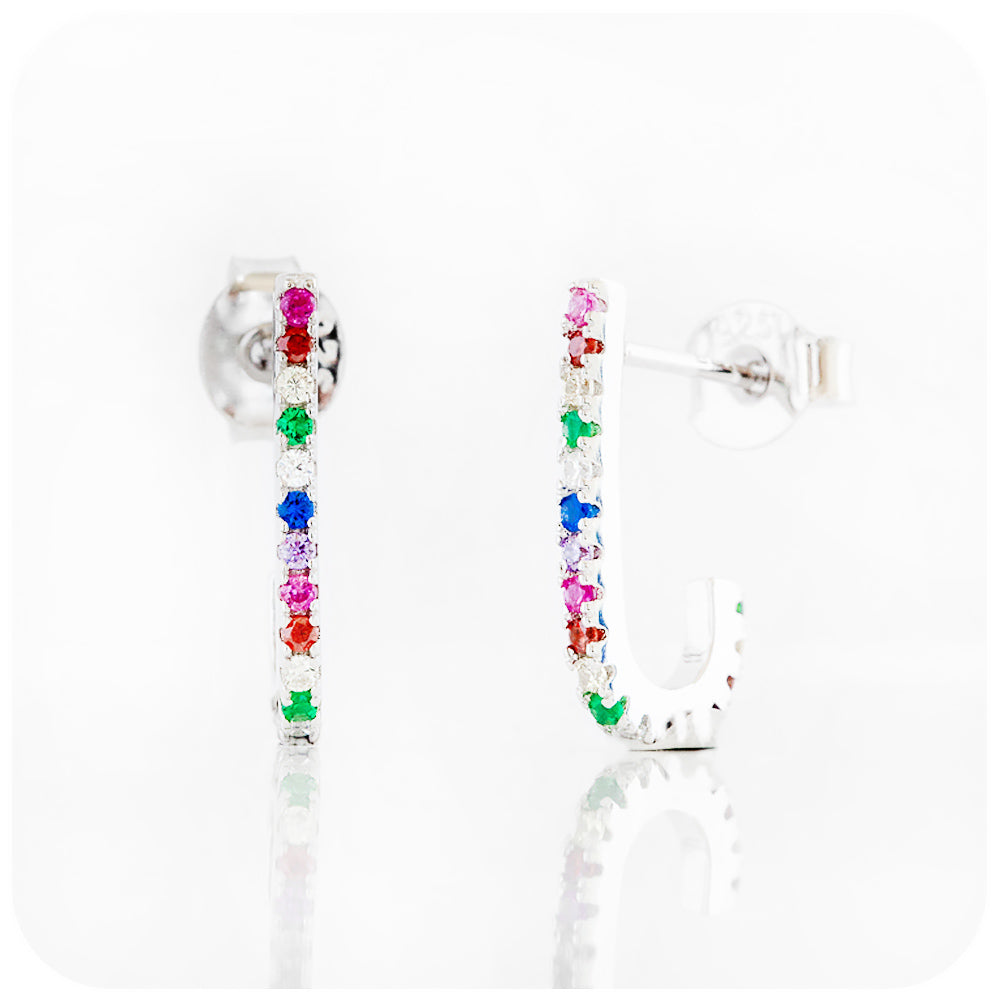 Rainbow Cubic Zirconia Hoop Earrings