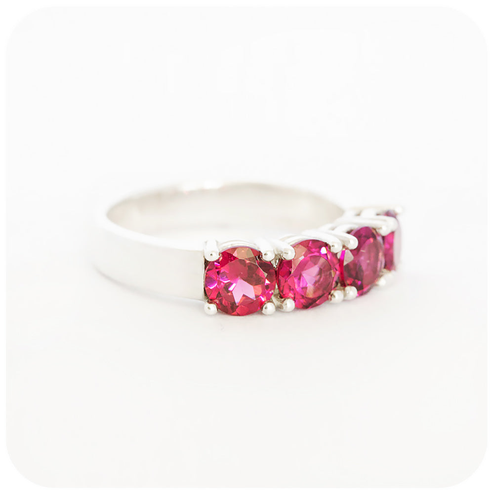 Round cut Rhodolite Garnet half eternity January birthstone Ring - Victoria's Jewellery
