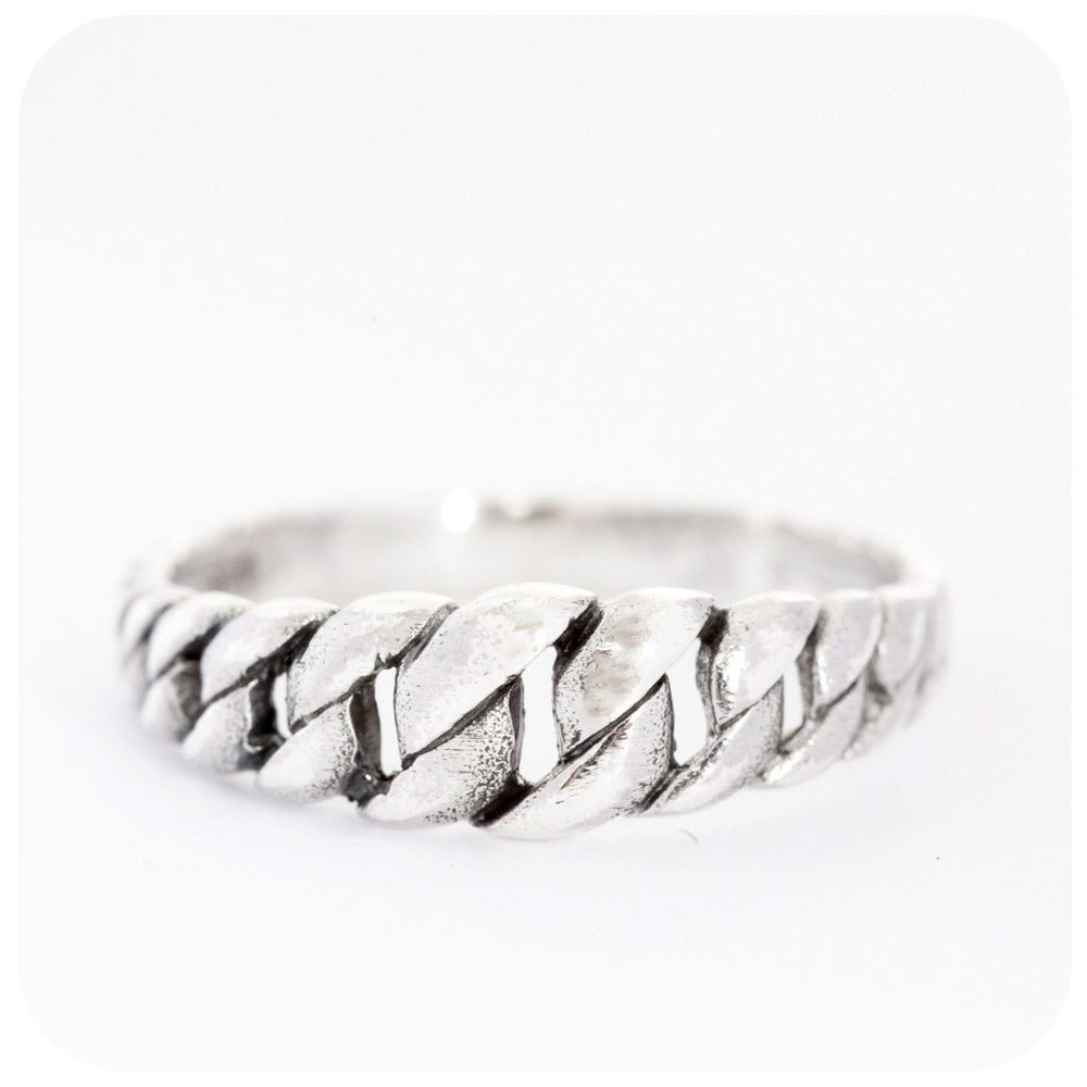 Sterling Silver Link Ring - Slightly Oxidised