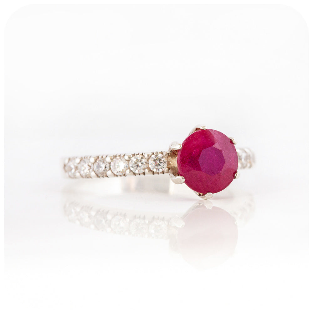 The Ruby Solitaire Ring in Sterling Silver with Cubic Zirconia