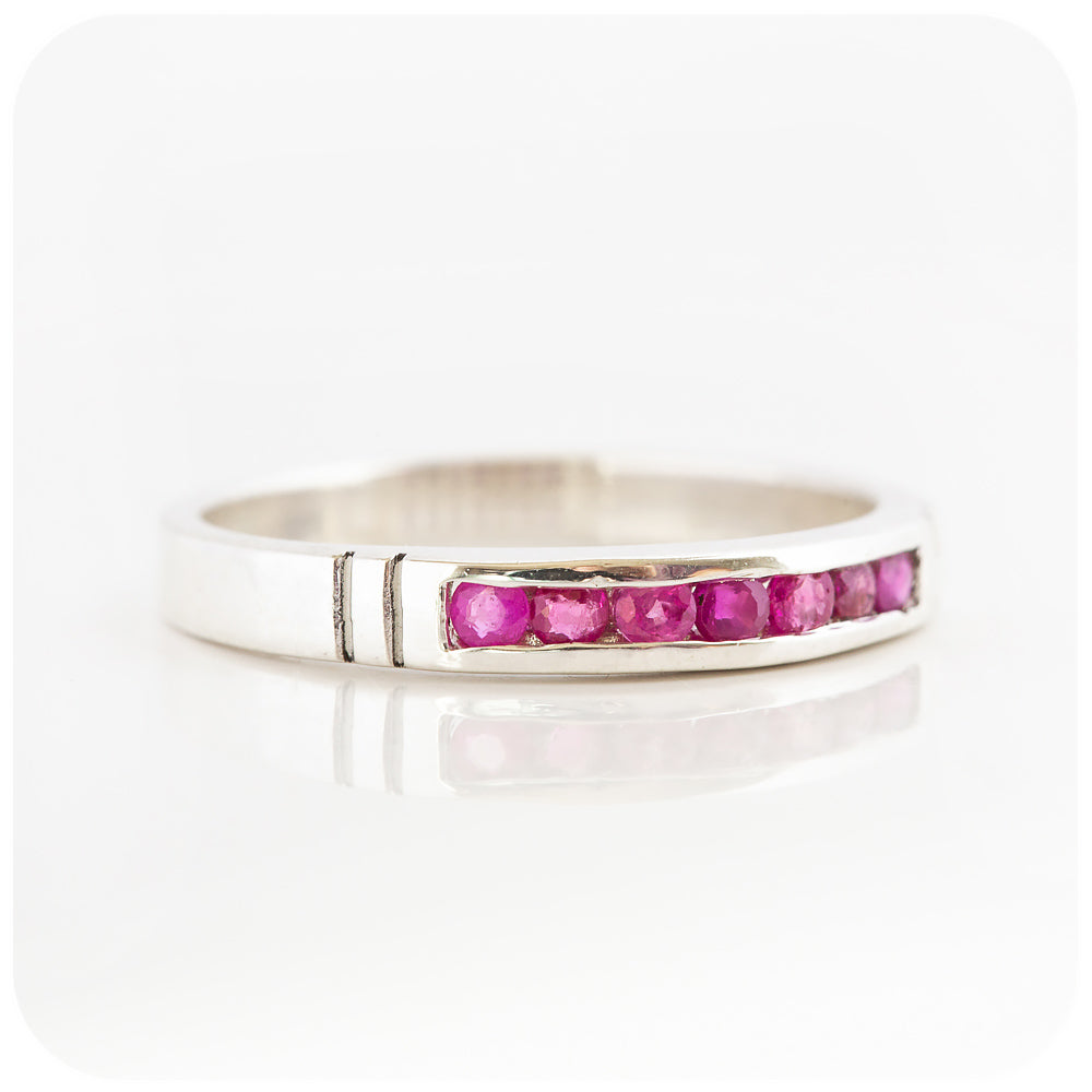 The Ruby Channel set Stack Ring in Sterling Silver