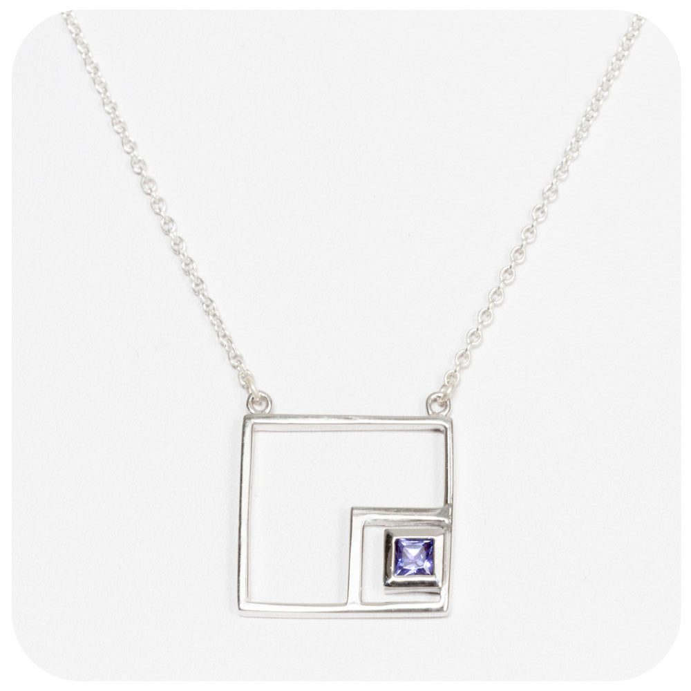 Princess cut Tanzanite Geometric Necklace in Sterling Silver - 0.45ct