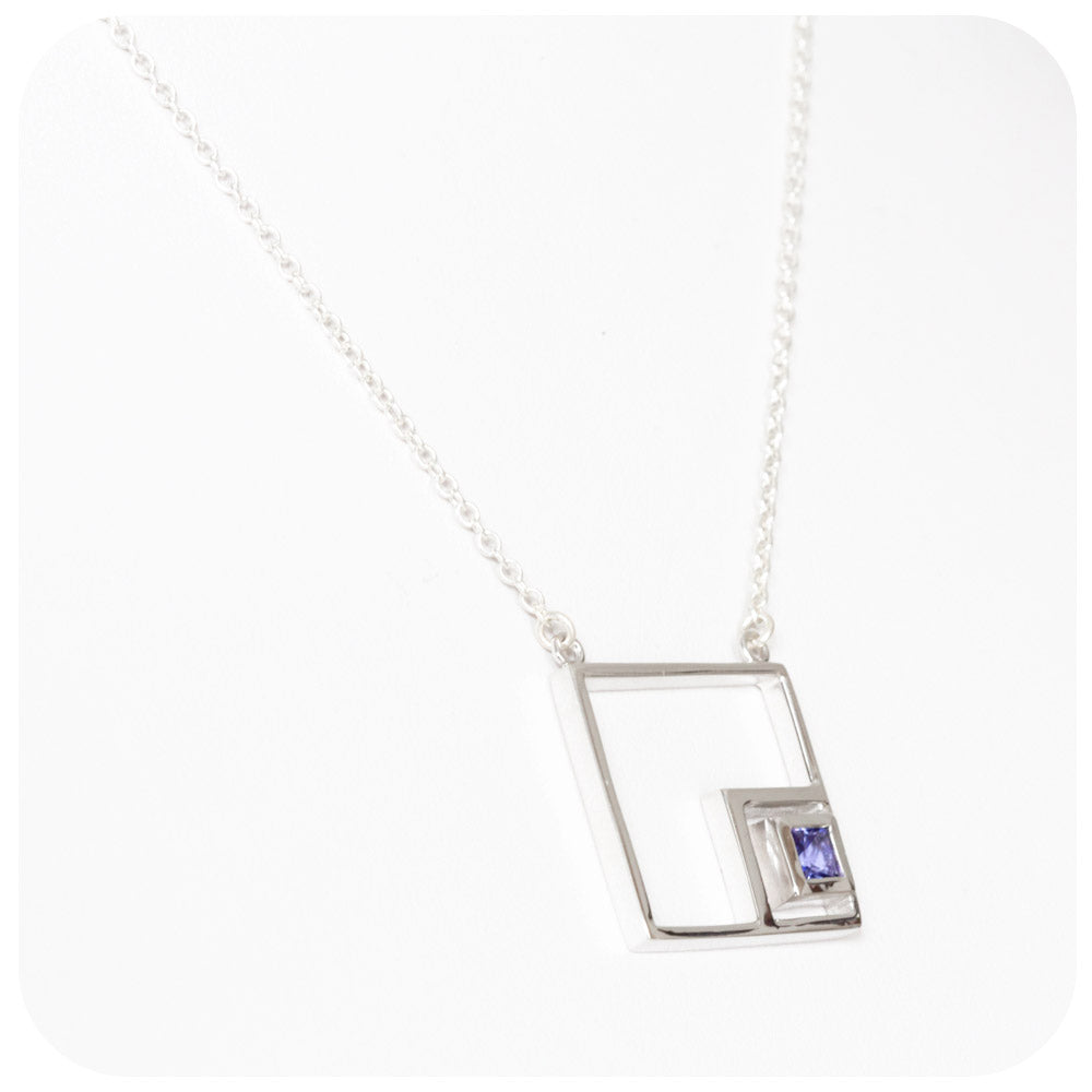 Princess cut Tanzanite Geometric Necklace in Sterling Silver - 0.45ct
