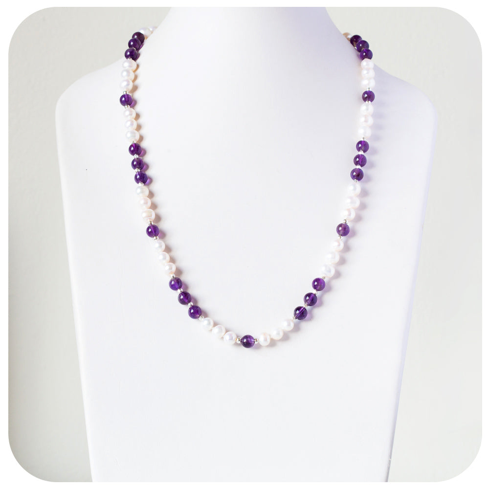 Fresh Water Pearl and Amethyst Necklace