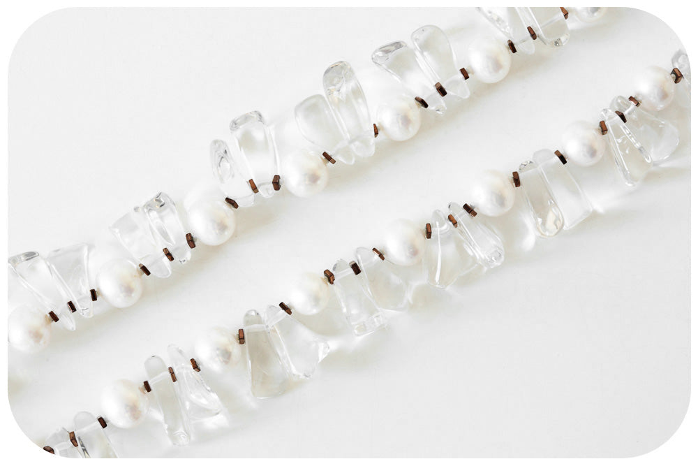 White Fresh Water Pearl and Quartz Necklace