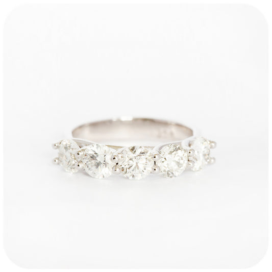 brilliant round cut moissanite half eternity trellis style wedding ring - Victoria's Jewellery