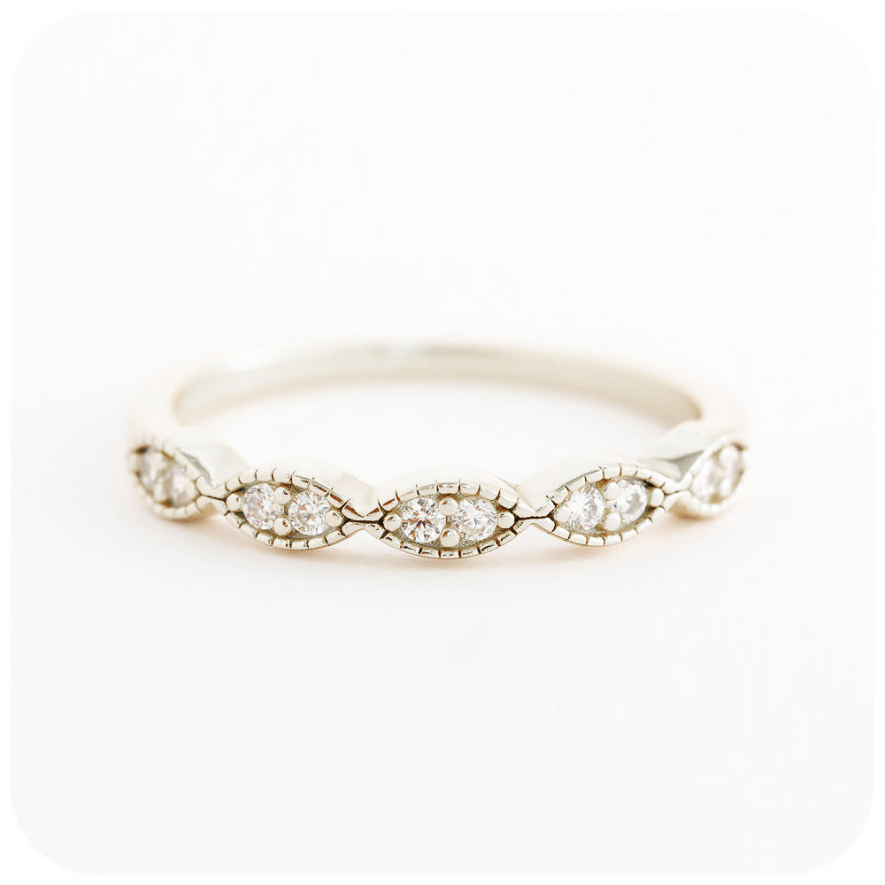 brilliant round cut moissanite stack wedding band ring in white gold