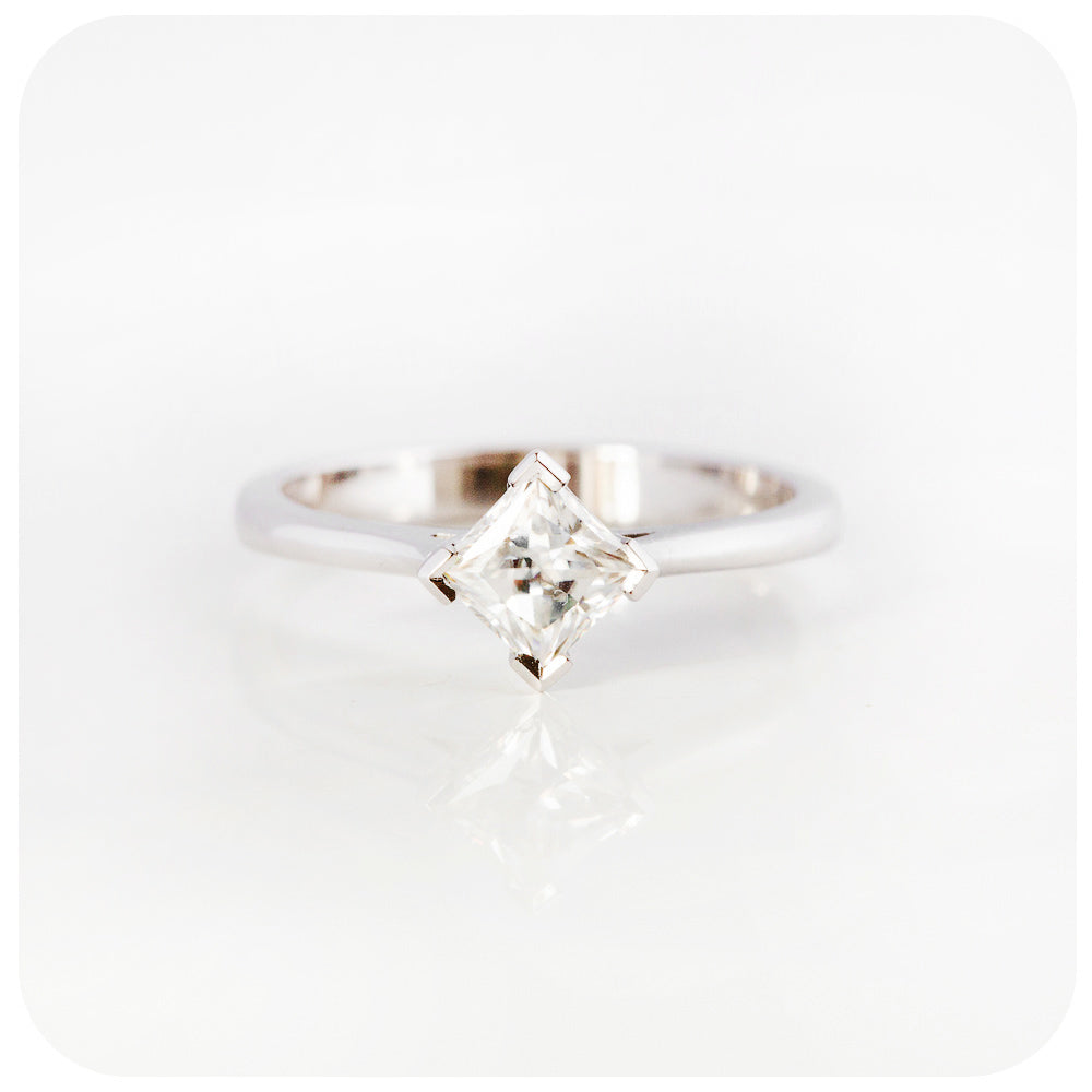 princess cut moissanite solitaire engagement ring