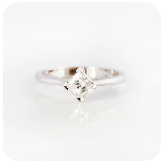 princess cut moissanite solitaire engagement ring