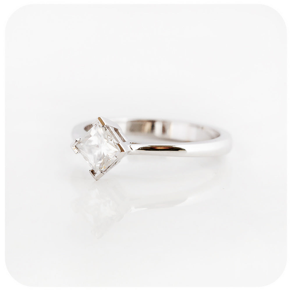 princess cut moissanite solitaire engagement ring