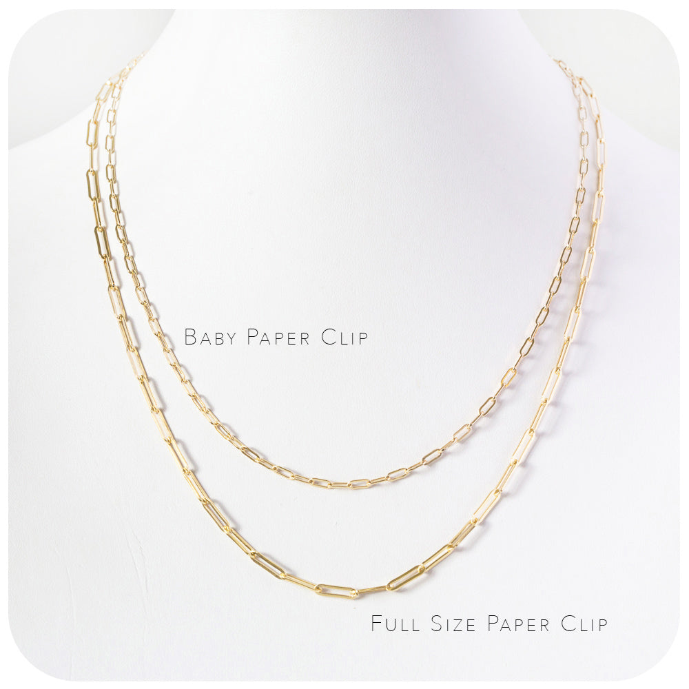 9k Yellow Gold Baby Paper Clip Chain