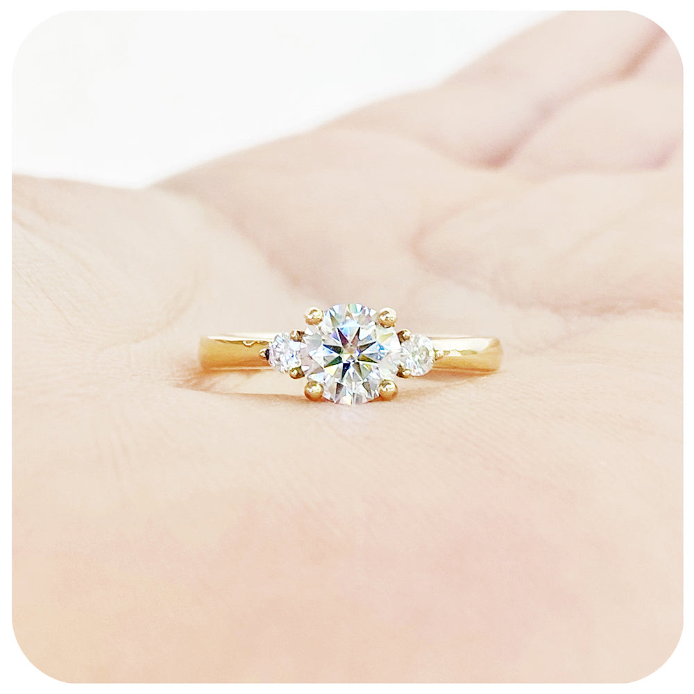 The Lea, a Moissanite Trilogy Engagement Ring