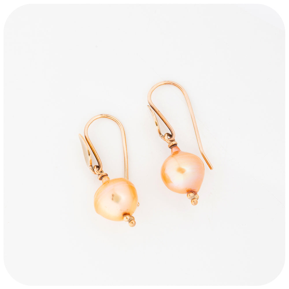 Yellow Gold and Fresh Water Pearl Drop earrings - Victoria's JewelleryYellow Gold and Fresh Water Pearl Drop earrings - Victoria's Jewellery