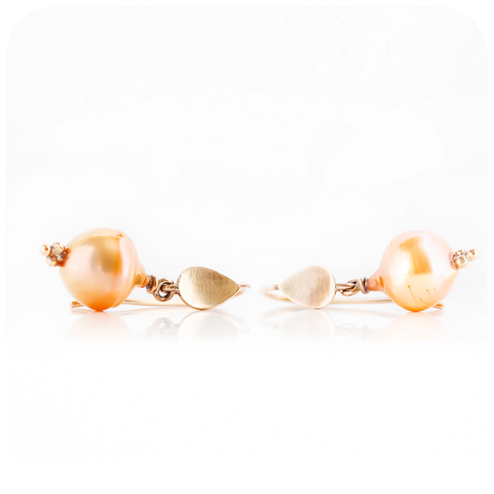 Yellow Gold and Fresh Water Pearl Drop earrings - Victoria's JewelleryYellow Gold and Fresh Water Pearl Drop earrings - Victoria's Jewellery