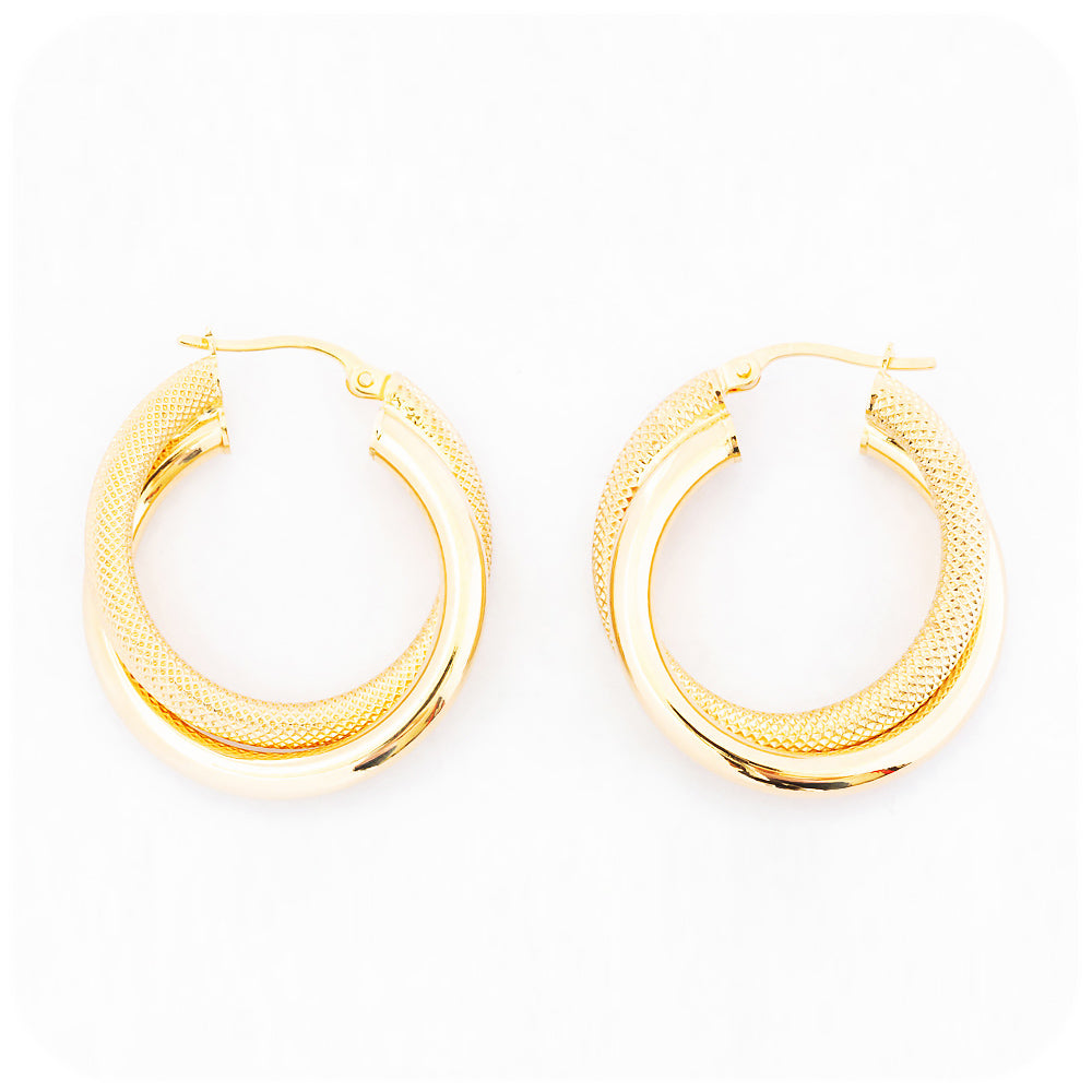 yellow gold double hoop earrings - Victoria's Jewellery