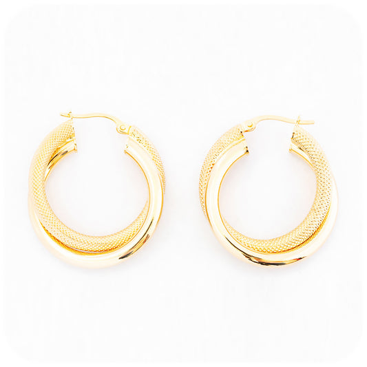 yellow gold double hoop earrings - Victoria's Jewellery