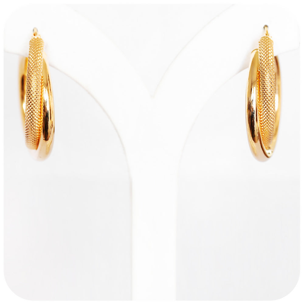 yellow gold double hoop earrings - Victoria's Jewellery