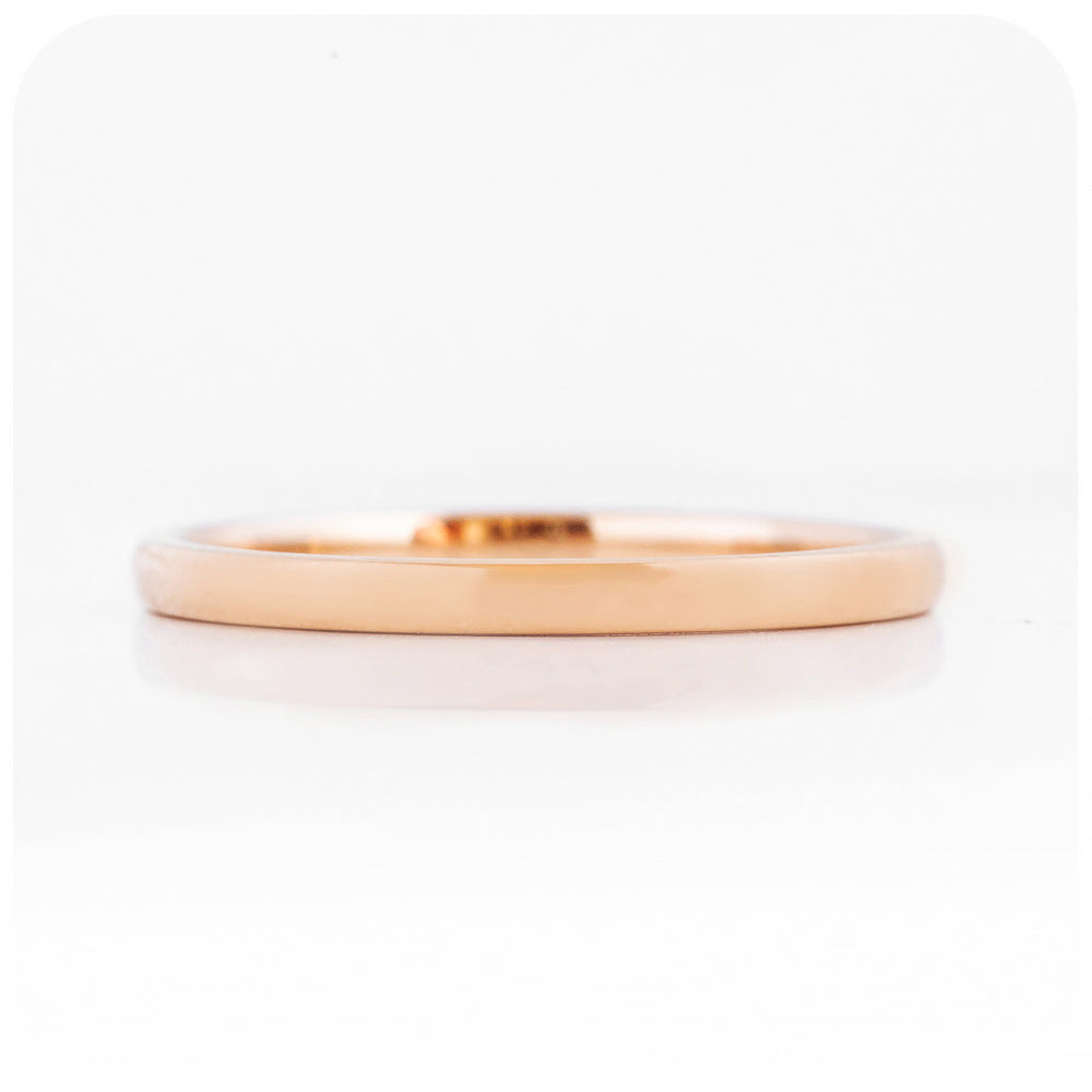 2mm Solid Rose Gold Wedding Band Stack Ring - Victoria's Jewellery