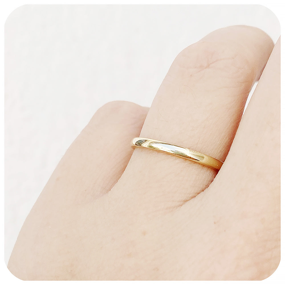 2mm Solid Yellow Gold Wedding Band Stack Ring - Victoria's Jewellery