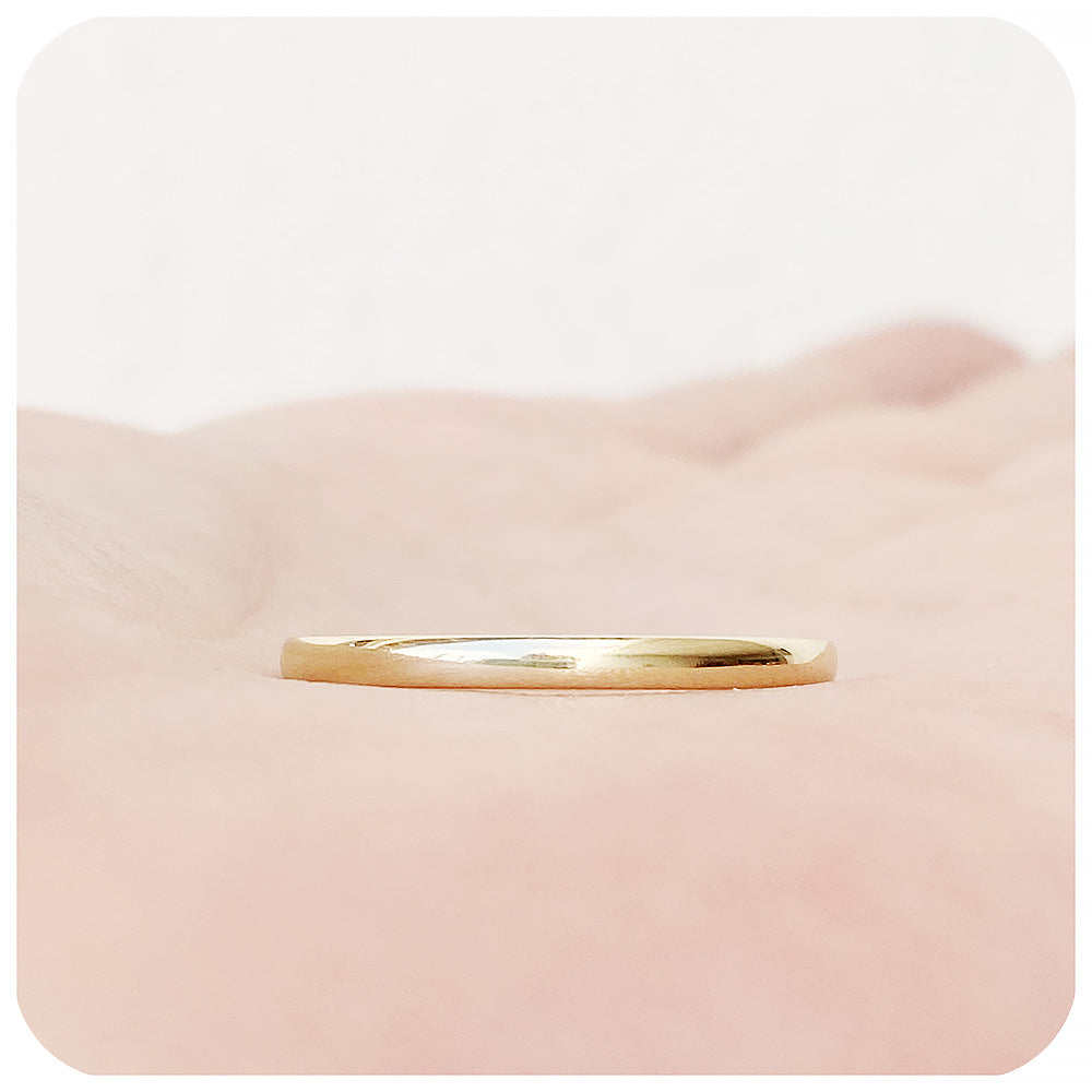 2mm Solid Yellow Gold Wedding Band Stack Ring - Victoria's Jewellery