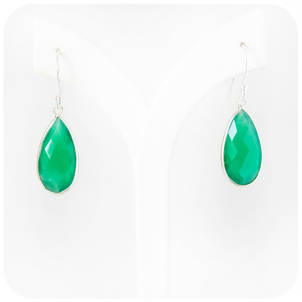 Green Onyx Pear Drop Earrings