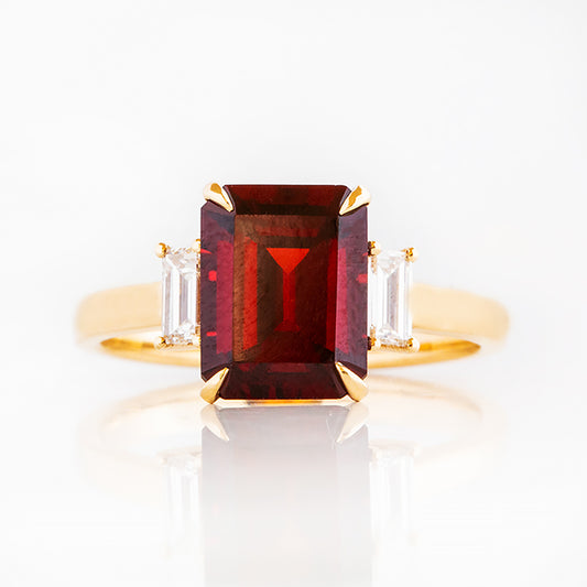 Lisa, Garnet and Lab Diamond Ring