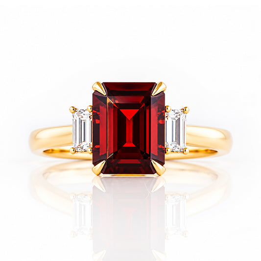 Lisa, Garnet and Lab Diamond Ring