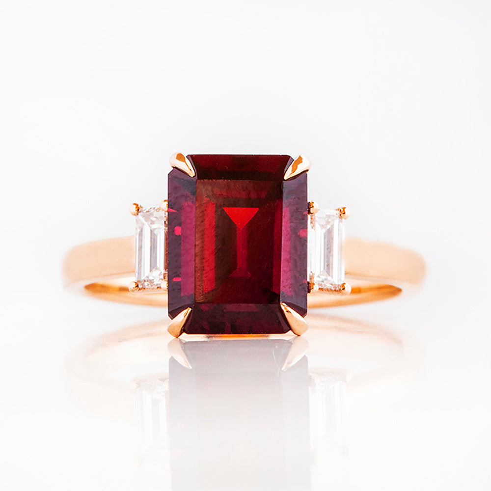 Lisa, Garnet and Lab Diamond Ring